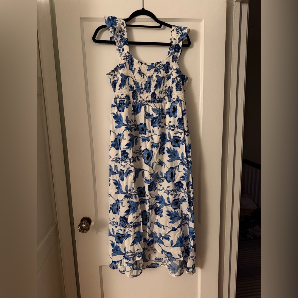 Blue Floral Smocked Sundress